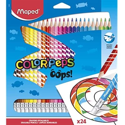 Crayons de couleur effaçables ensemble de 24