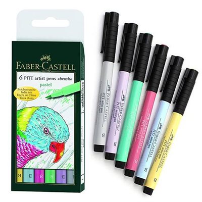 Set of 6 Artist pen Pitt - pastel colors